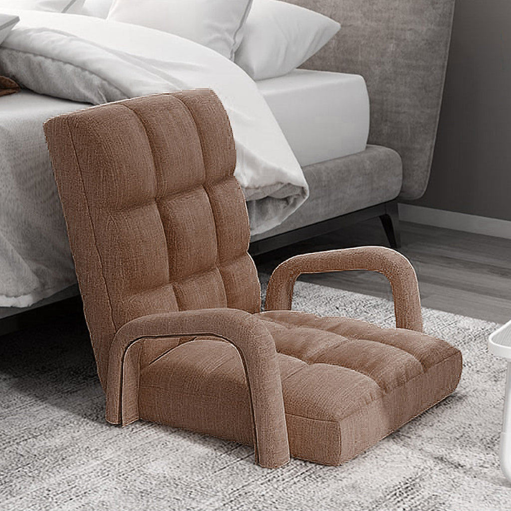 NNEAGS 4X Foldable Lounge Cushion Adjustable Floor Lazy Recliner Chair with Armrest Coffee-4