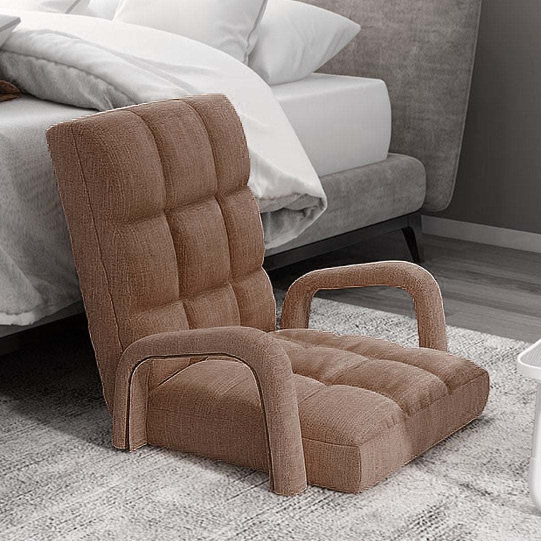 NNEAGS 4X Foldable Lounge Cushion Adjustable Floor Lazy Recliner Chair with Armrest Coffee-4