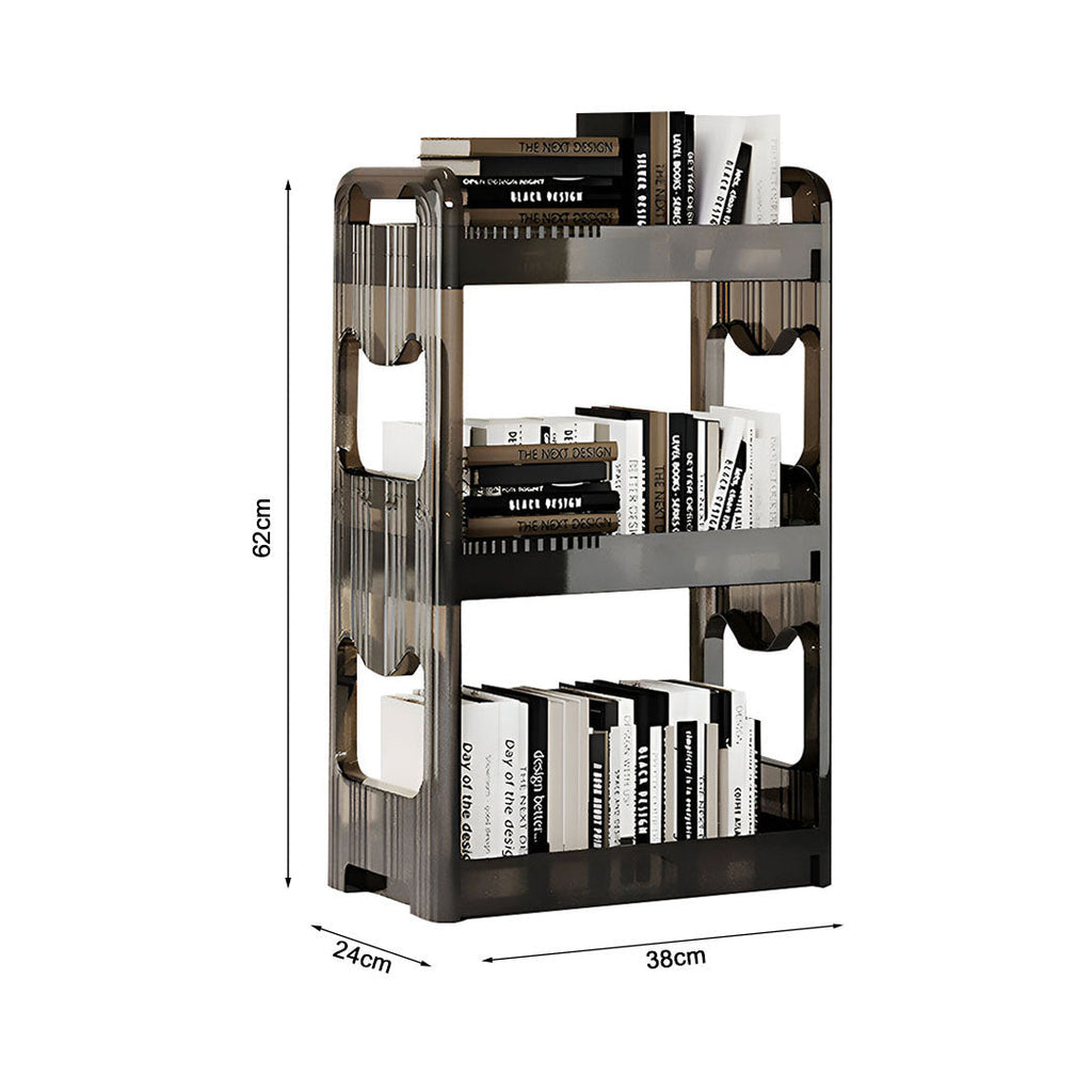 NNEAGS 2X 38x24cm Clear 4 Tier Bookshelf & Cosmetic Storage Organizer Trolley Rack-4