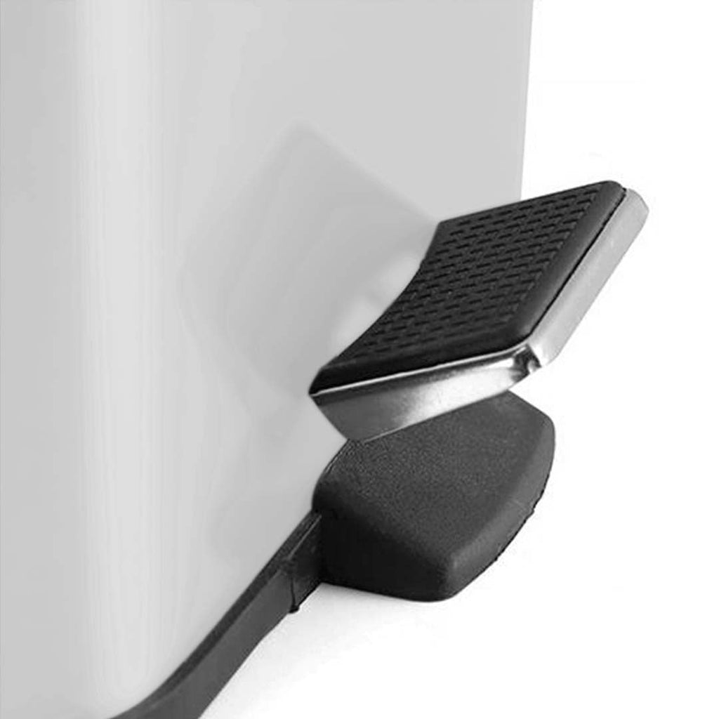 NNEAGS 2X Foot Pedal Stainless Steel Rubbish Recycling Garbage Waste Trash Bin Square 6L White-4
