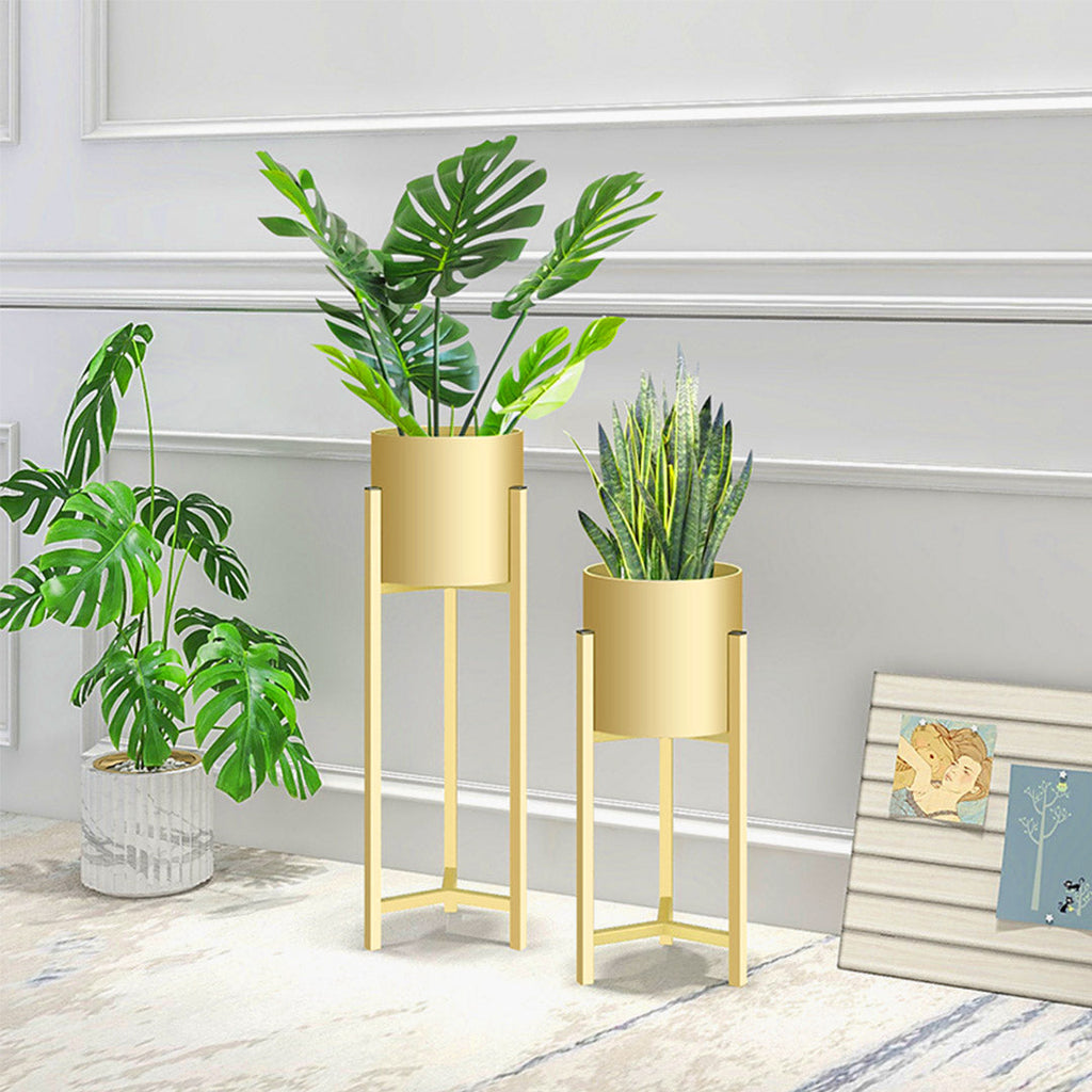 NNEAGS 4X 75cm Gold Metal Plant Stand with Flower Pot Holder Corner Shelving Rack Indoor Display-4
