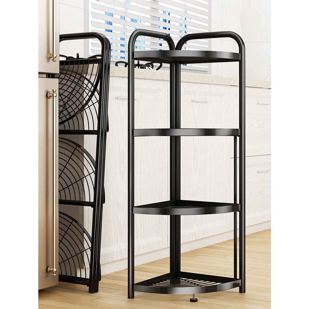 NNEAGS 2X 4 Tier Steel Triangular  Corner Stand Multi-Functional Shelves Portable Storage Organizer-4