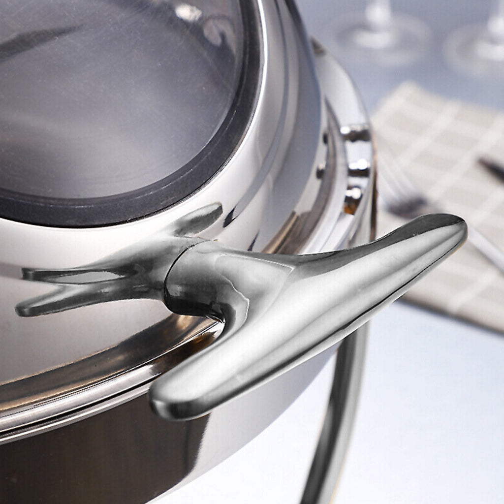 NNEAGS 4X 6.5L Stainless Steel Round Soup Tureen Bowl Station Roll Top Buffet Chafing Dish Catering Chafer Food Warmer Server-4