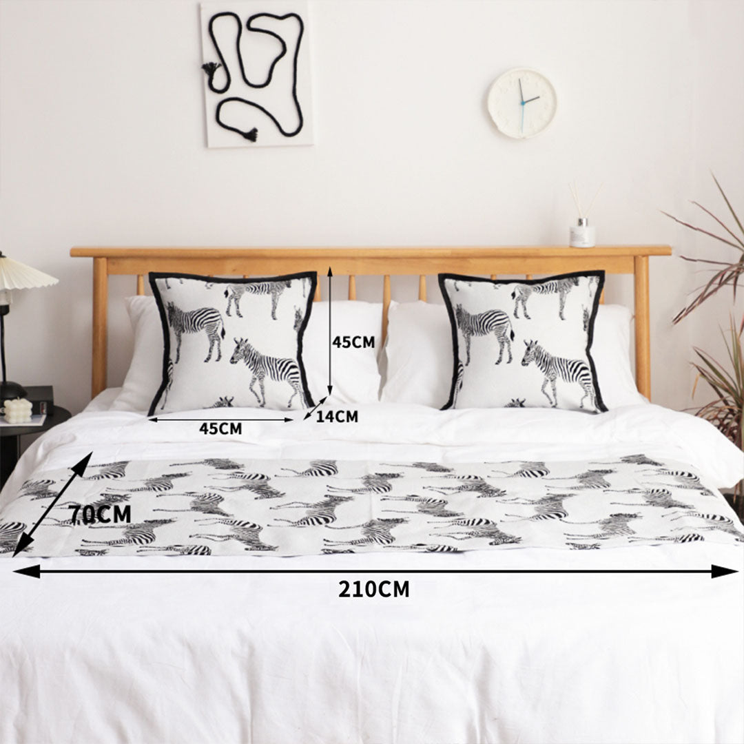 NNEAGS 1.5m Bed Light Luxury Zebra Vintage Bed Scarf Runner Bedding Tail Pad Flag For Home Hotel Set of 3-4