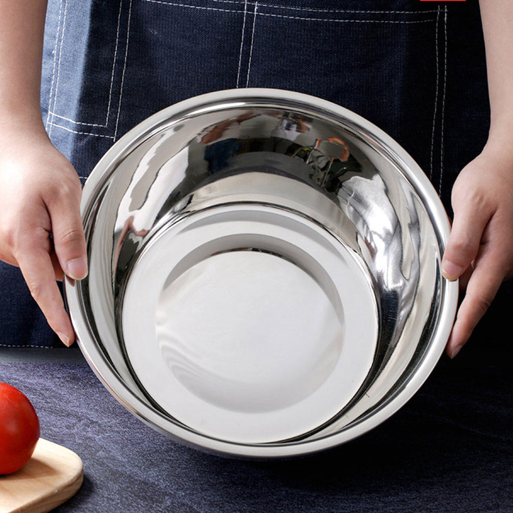 NNEAGS 2X 5Pcs Deepen Polished Stainless Steel Stackable Baking Washing Mixing Bowls Set Food Storage Basin-4