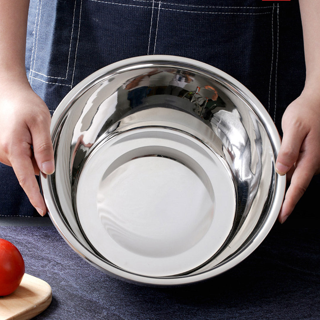 NNEAGS 2X 5Pcs Deepen Polished Stainless Steel Stackable Baking Washing Mixing Bowls Set Food Storage Basin-4