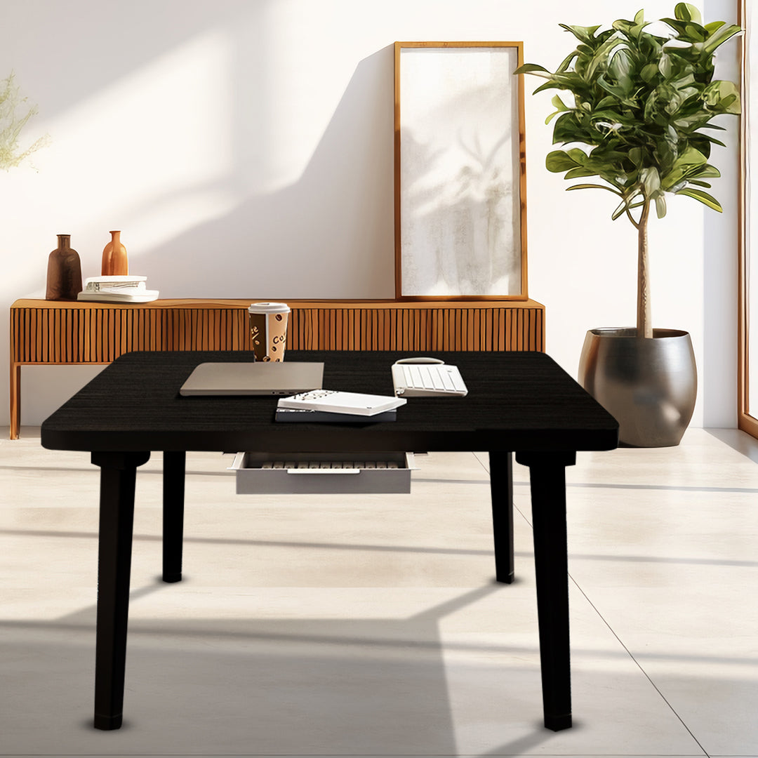NNEAGS 2X  Black Portable Floor Table Small Square Space-Saving Mini Desk Home Decor-4