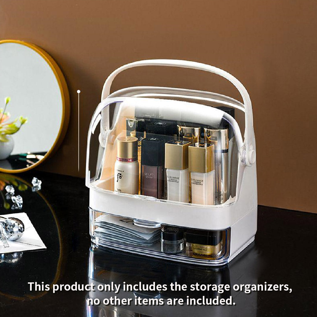 NNEAGS 2X 2 Tier White Countertop Makeup Cosmetic Storage Organiser Skincare Holder Jewelry Storage Box with Handle-4