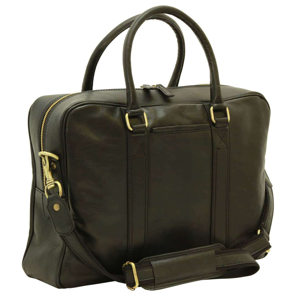 Soft Calfskin Leather Briefcase - Black-0