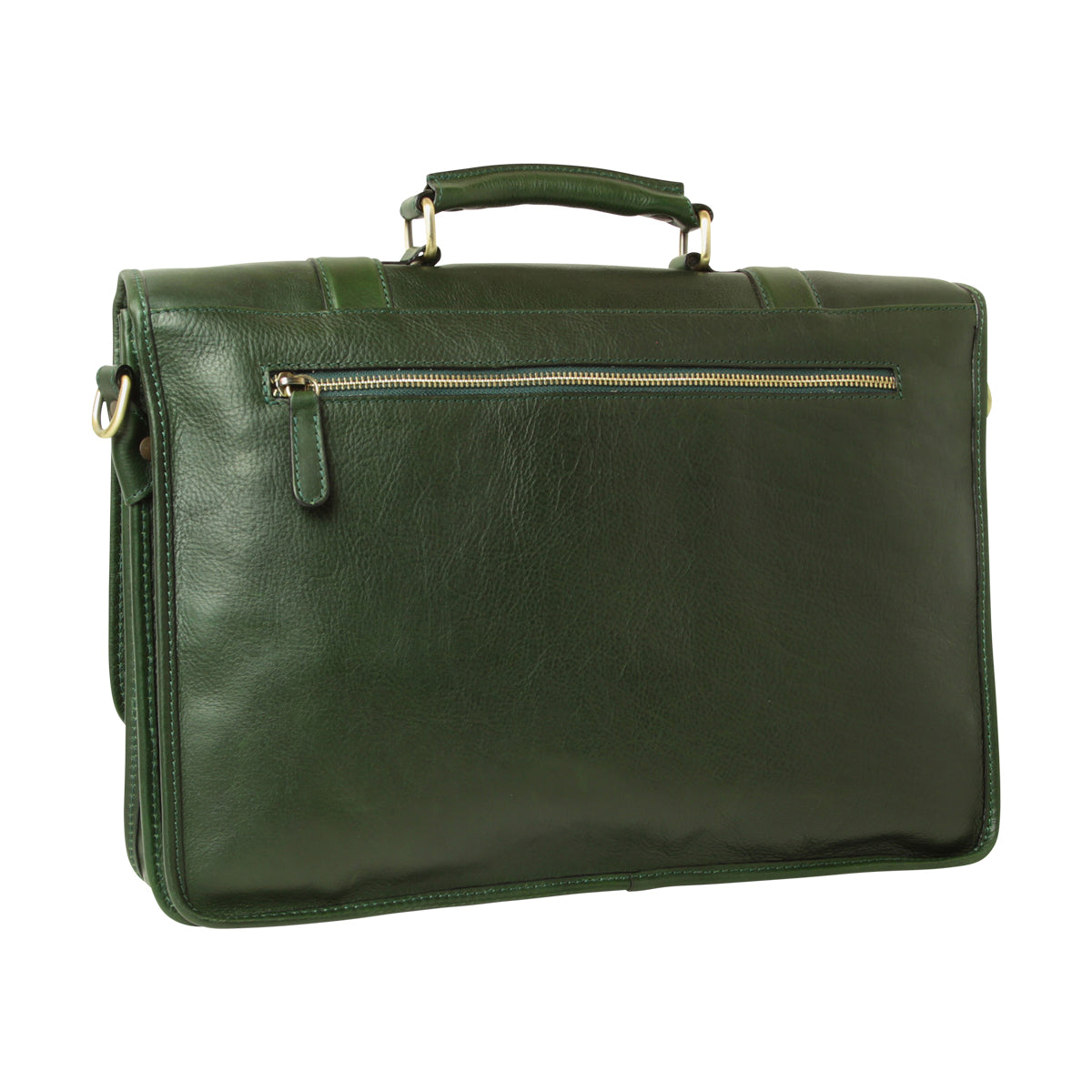 Calfskin Leather Briefcase-Green-1