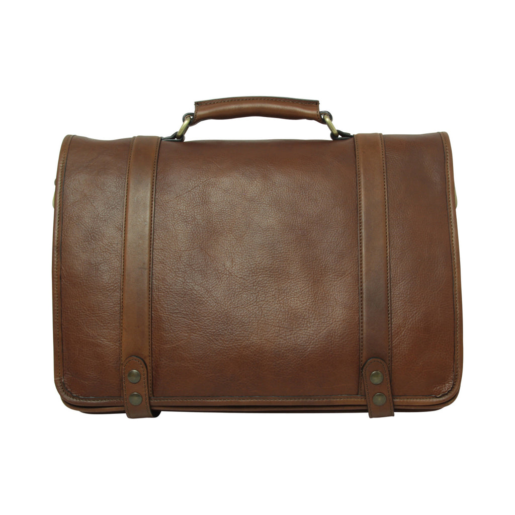 Leather briefcase - chestnut-0