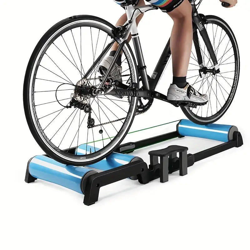 NNETM Quiet Indoor Cycling Trainer Rollers - Adjustable Resistance(Blue)-1