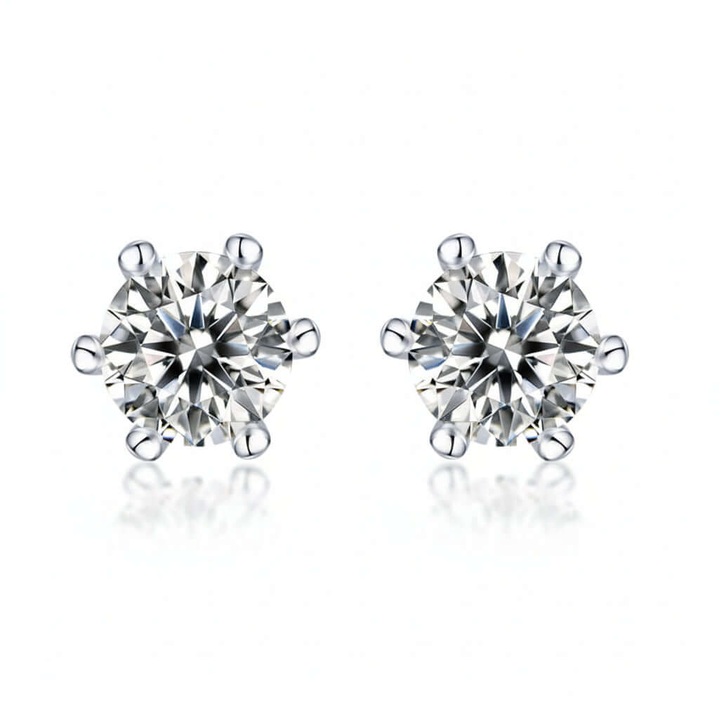 0.5 Carat Moissanite Stud Earrings – S925 Sterling Silver Six-Prong