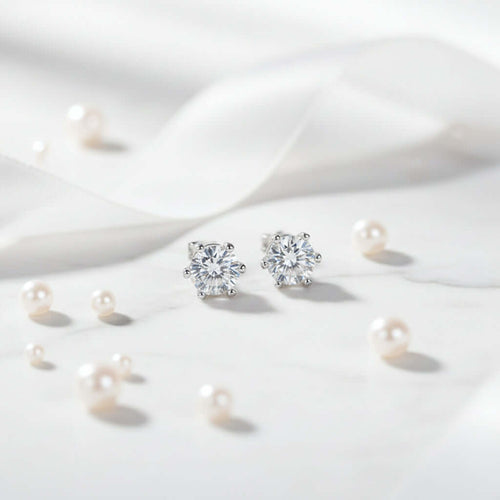0.5 Carat Moissanite Stud Earrings – S925 Sterling Silver Six-Prong