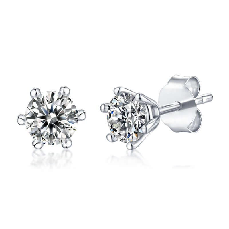0.5 Carat Moissanite Stud Earrings – S925 Sterling Silver Six-Prong