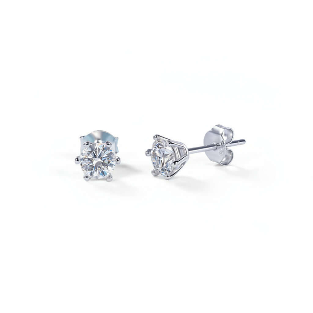 0.5 Carat Moissanite Stud Earrings – S925 Sterling Silver Six-Prong