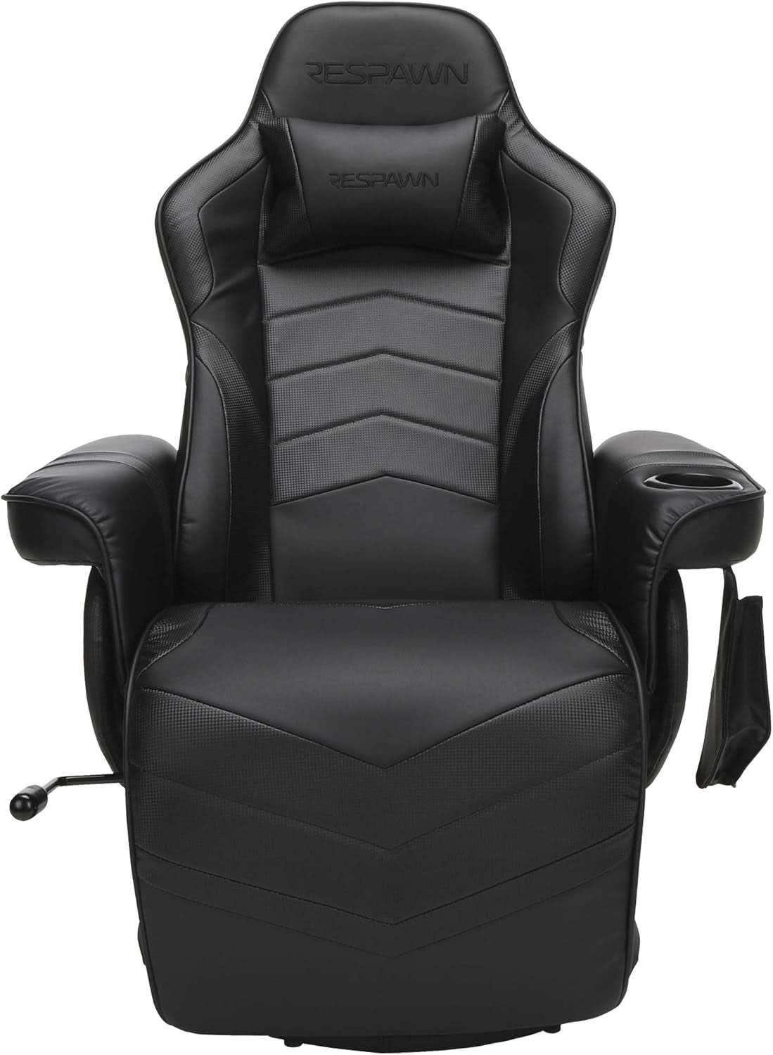 900 Gaming Recliner Black With Adjustable Leg Rest Cupholder-3