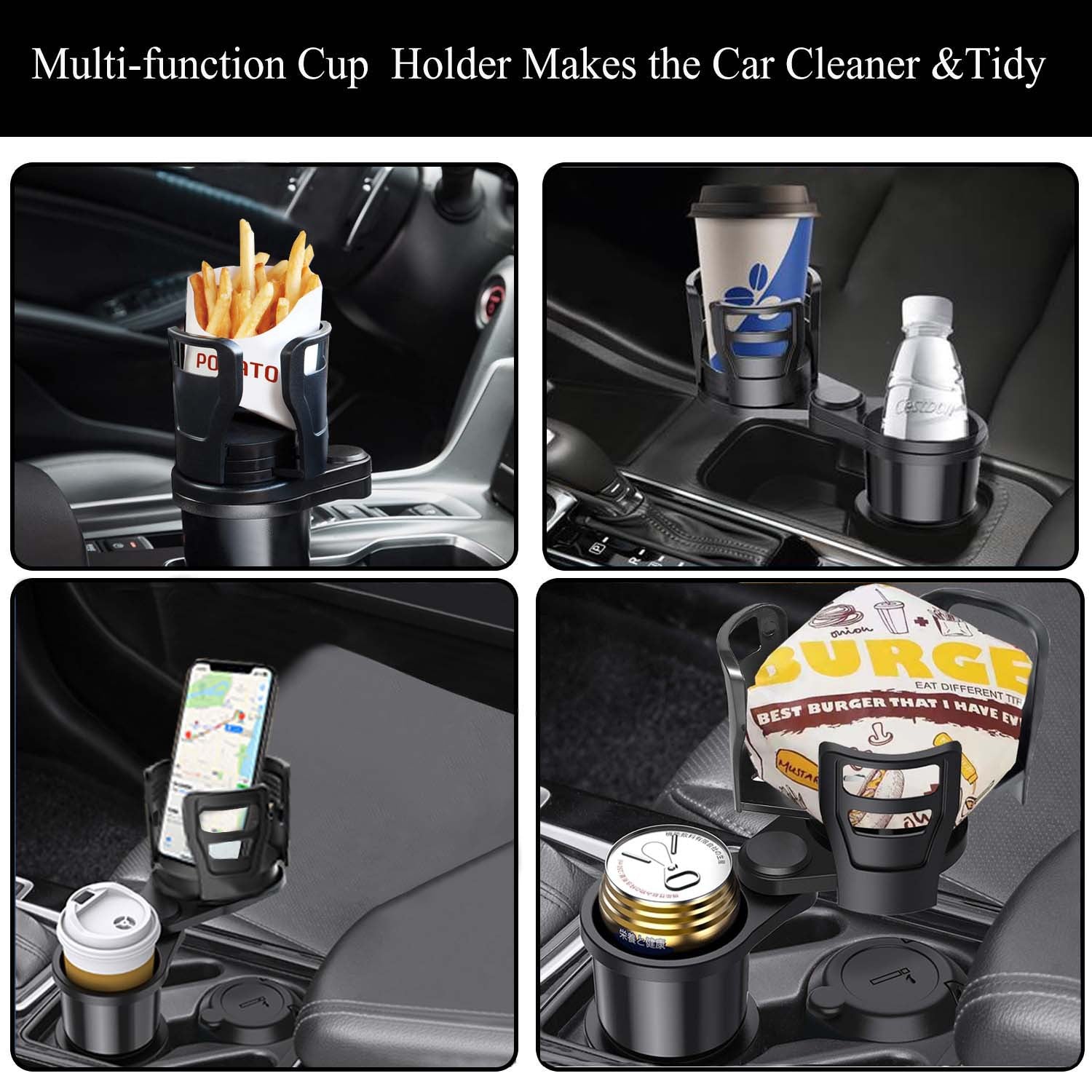 Car Cup Holder Splitter with Rotating Function