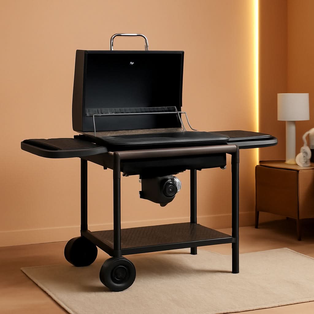 Charcoal Barrel Grill Featuring Extra Wide Side Tables-0
