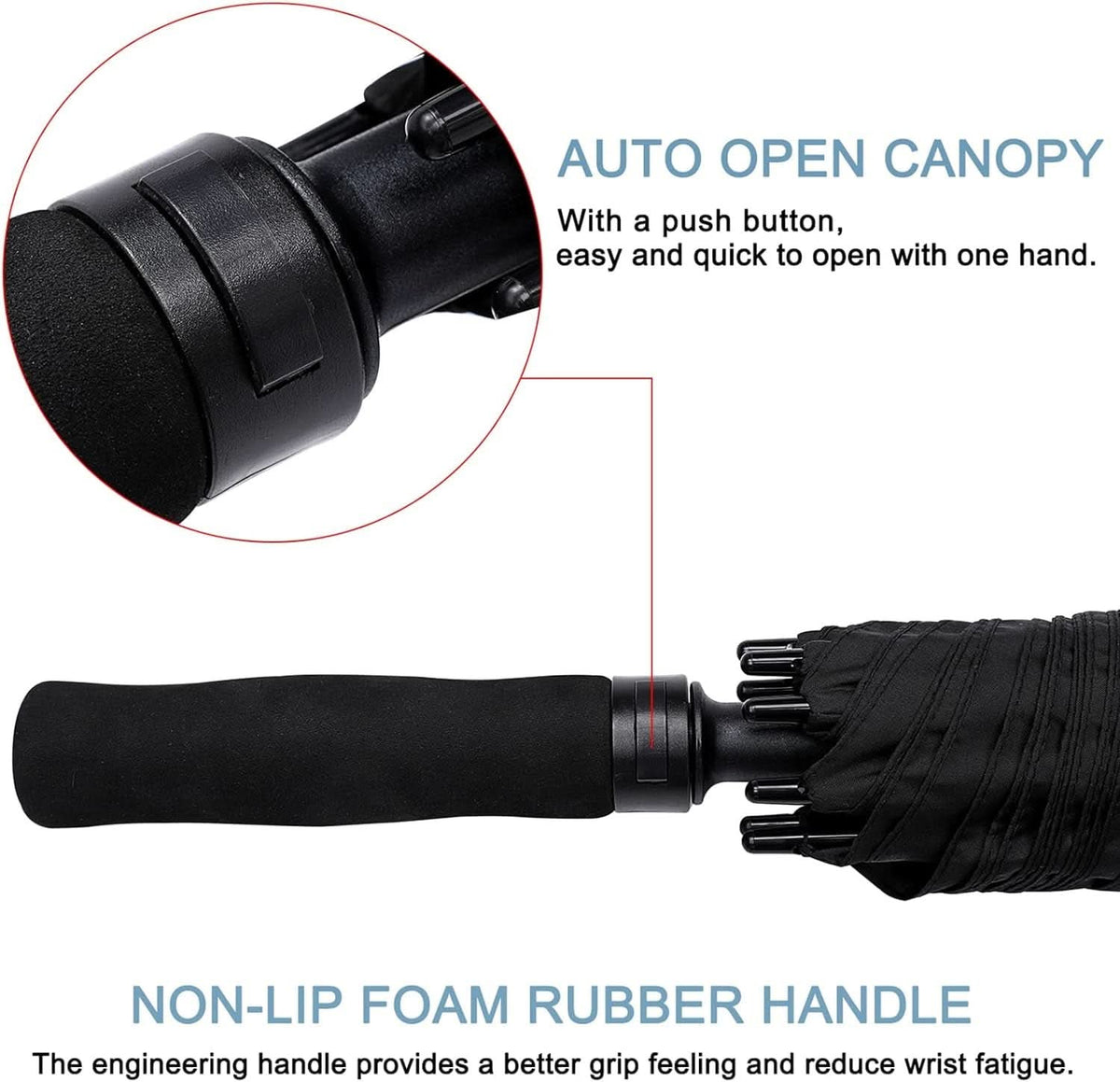 72 Inch Windproof Golf Umbrella Auto Open Double Canopy-3