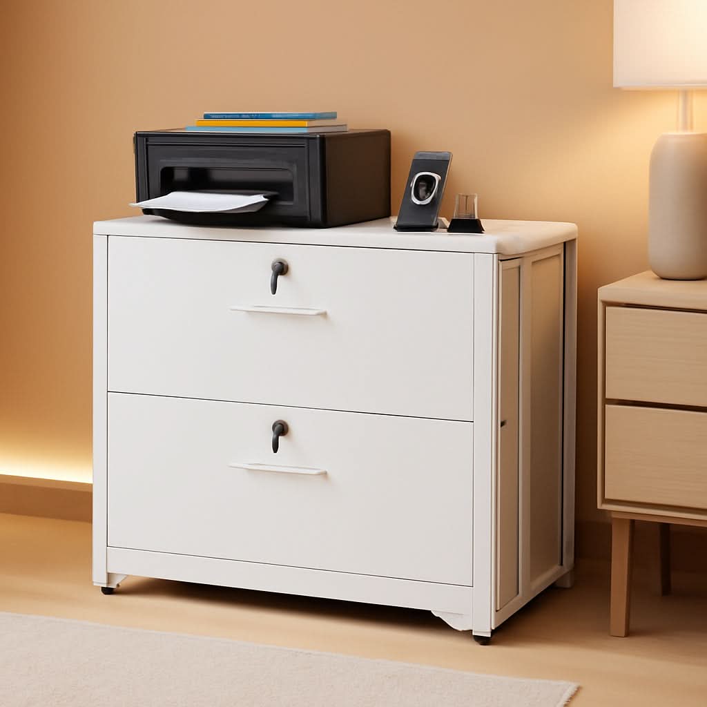 Lockable File Cabinet With Charging Station For Home Office-0