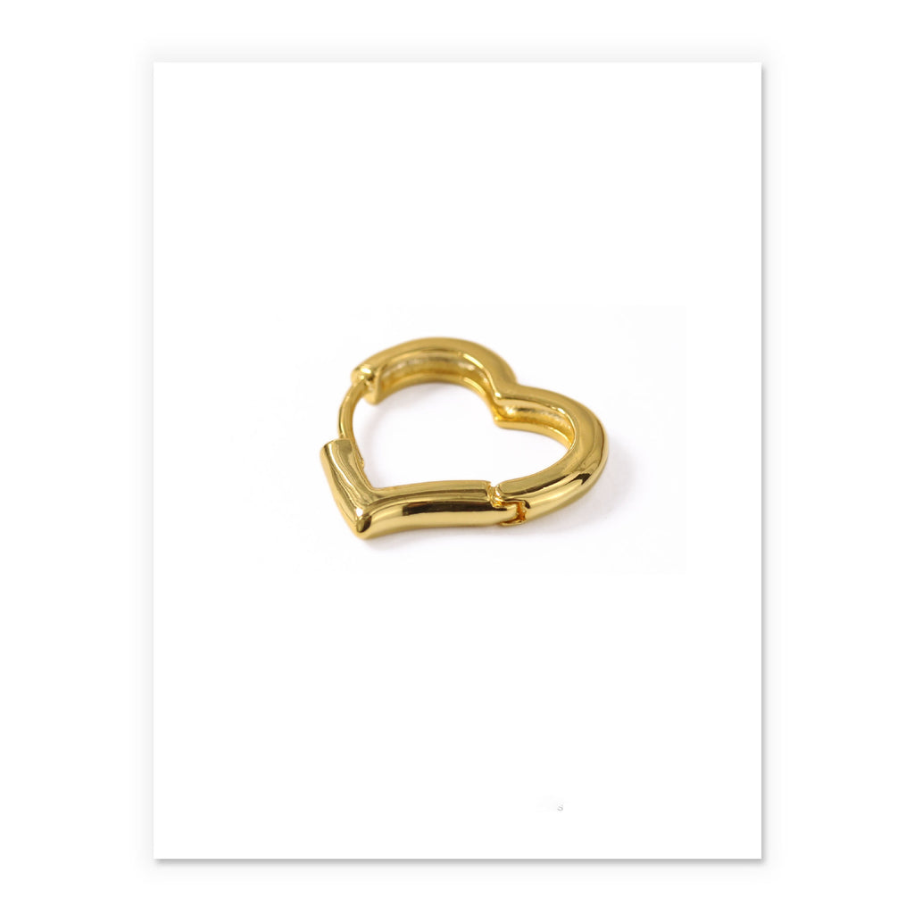 Minimalist Hollow Heart Earrings in Brass with Gold Plating