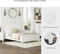 Queen Panel Bed White With Sculpted Ornate Tapered Feet