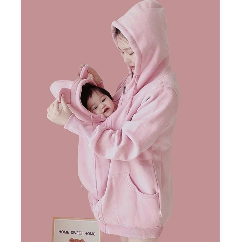 Kangaroo Mother Baby Plush Nursing Sweater Coat