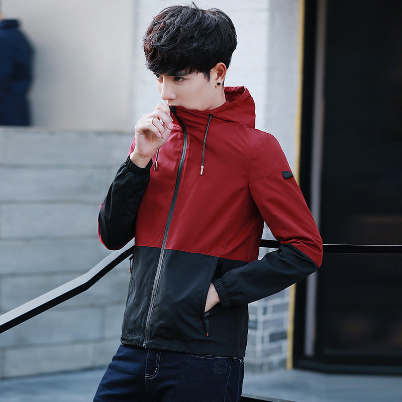 Spring Youth Slim Fit Color-Block Jacket for Men