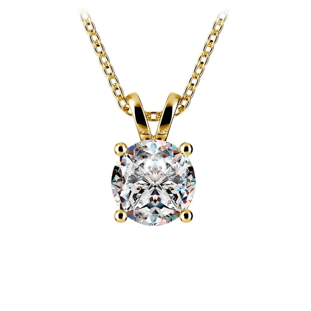1.50 Ctw Prong Set Round Lab Grown Diamond Pendant In White /Yellow Gold G-VS-2