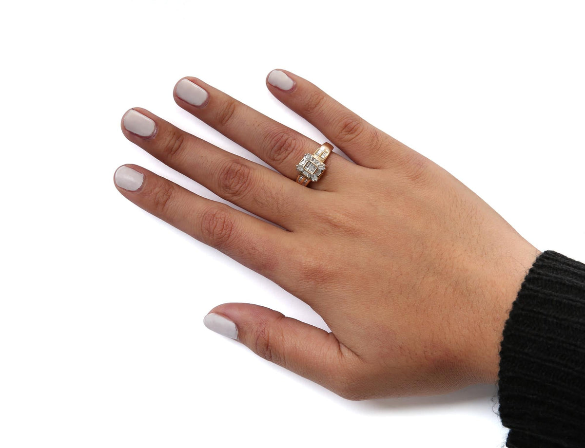 10K Yellow Gold 1/2 Cttw Diamond Composite and Halo Ring (H-I Color, SI1-SI2 Clarity)-2
