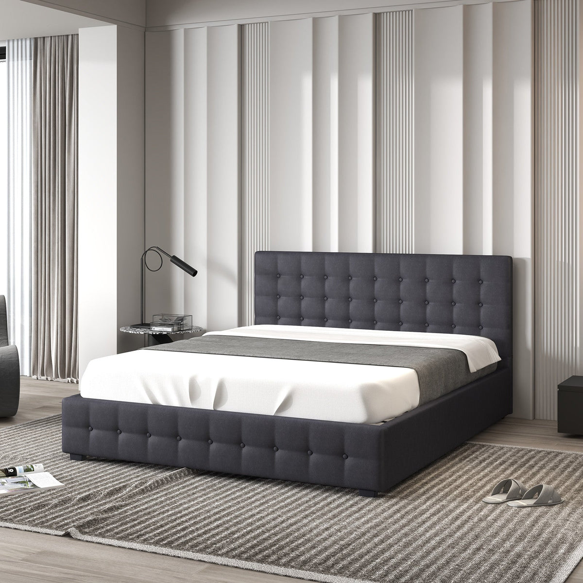 NNEIDS Milano Decor Eden Gas Lift Bed - Dark Grey - Single-0