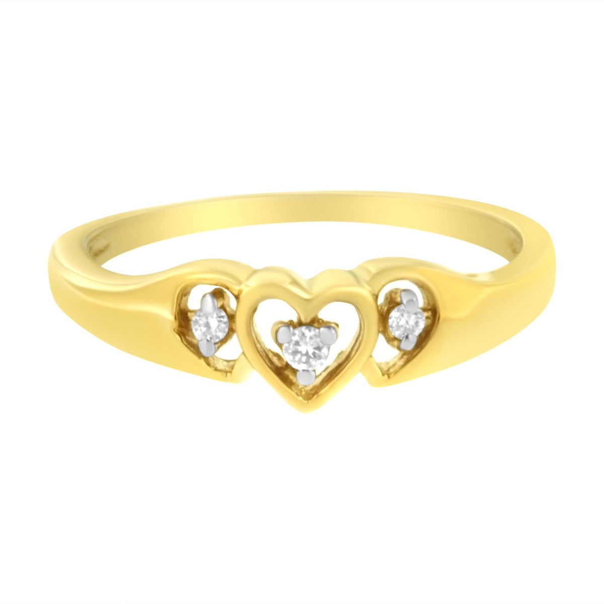 10KT Yellow Gold 1/20 cttw Diamond Triple Heart Diamond Ring (K-L, I1-I2)-0