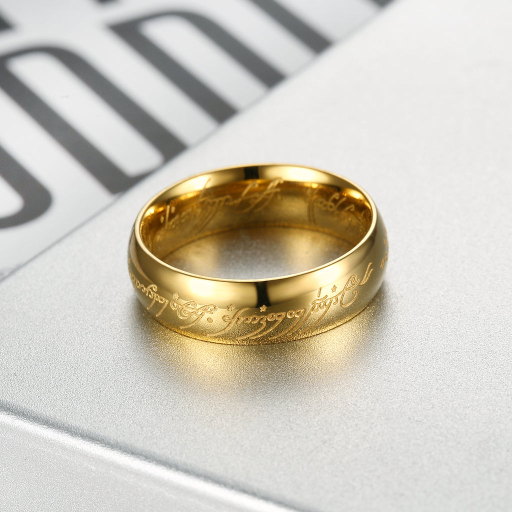 Amazon ebay Hot Jewelry Europe and America Retro Domineering Supreme Lord of the Rings Titanium Steel Men's Golden Lord of the Rings