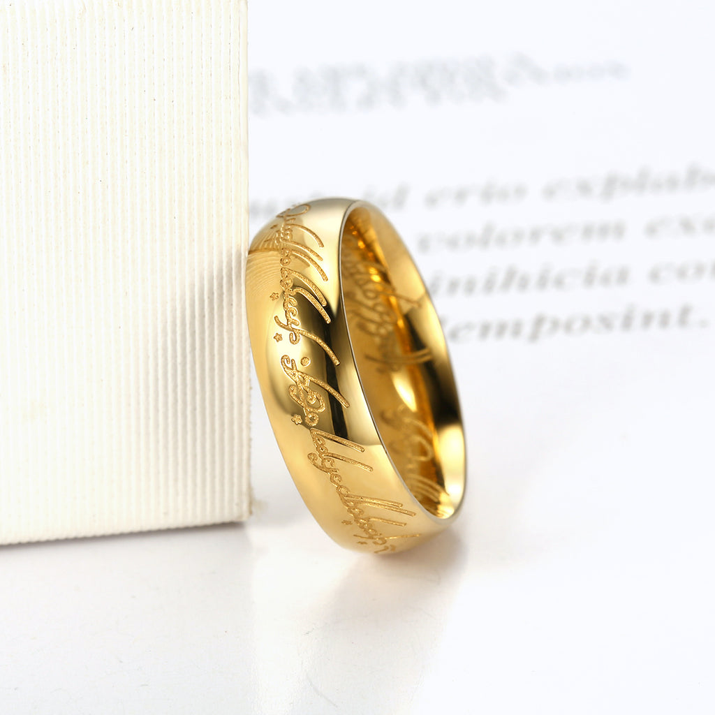 Amazon ebay Hot Jewelry Europe and America Retro Domineering Supreme Lord of the Rings Titanium Steel Men's Golden Lord of the Rings