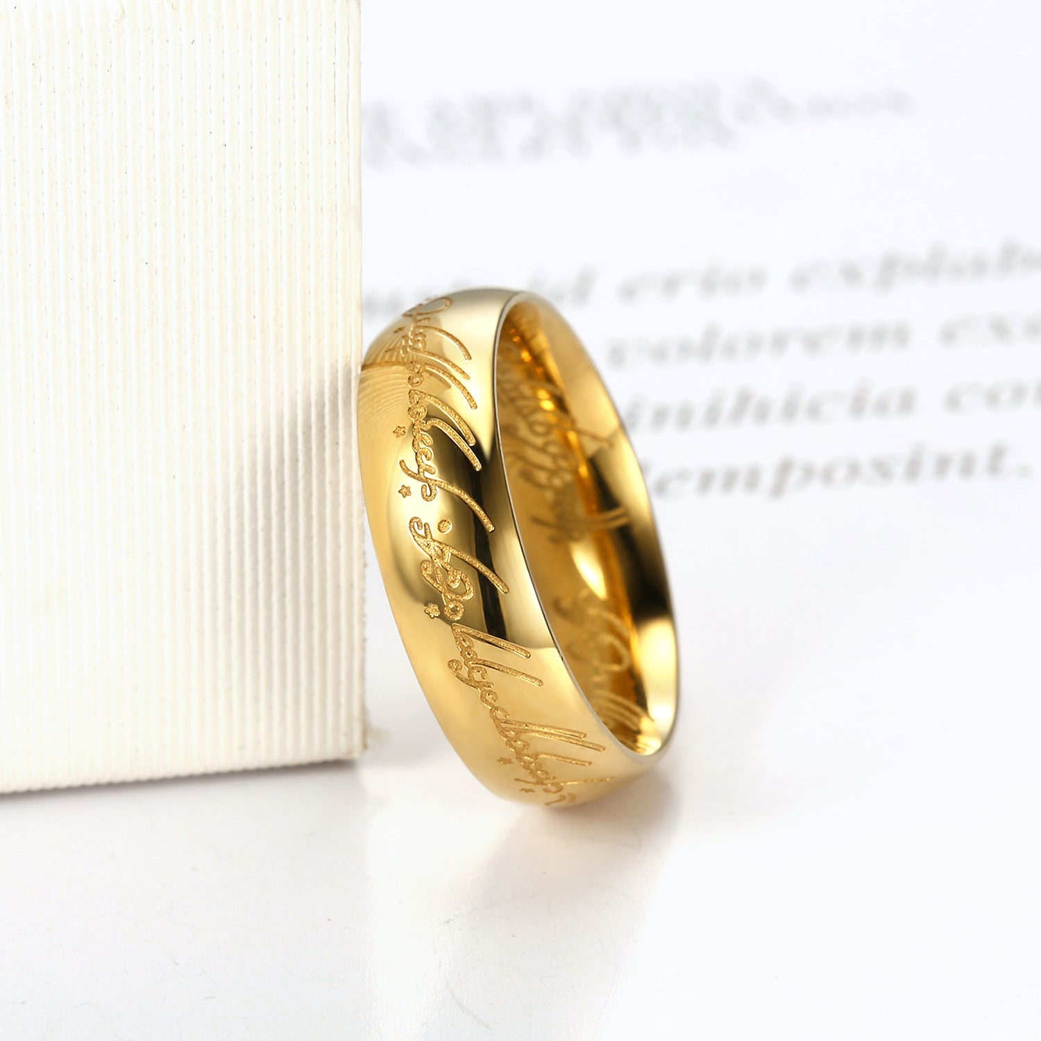 Amazon ebay Hot Jewelry Europe and America Retro Domineering Supreme Lord of the Rings Titanium Steel Men's Golden Lord of the Rings