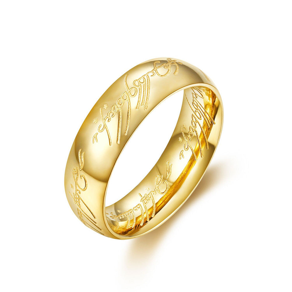 Amazon ebay Hot Jewelry Europe and America Retro Domineering Supreme Lord of the Rings Titanium Steel Men's Golden Lord of the Rings