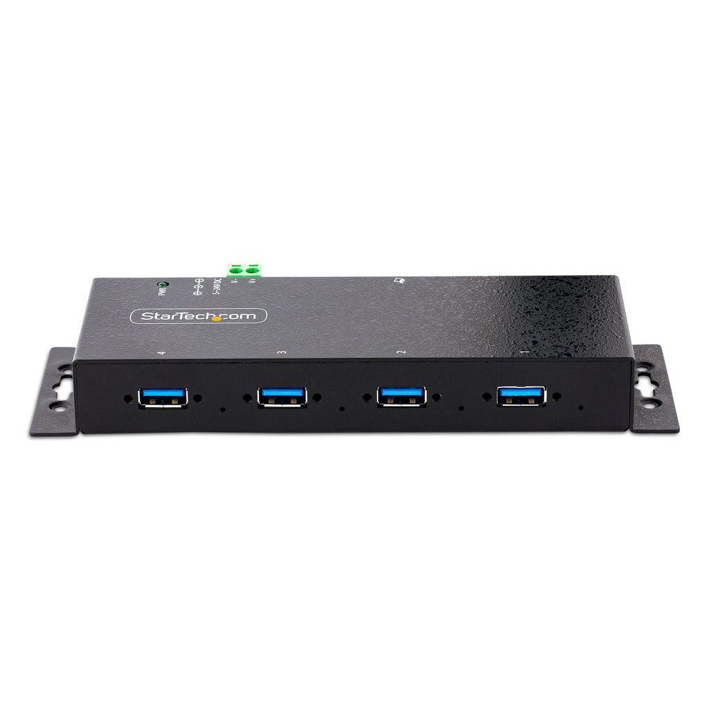 Star Tech 4-Port Industrial USB 3.0 5Gbps Hub, Rugged USB Hub with ESD Protection, DIN/Wall/Desk Mountable USB-A Hub, USB Expander w/Locking Ports, Heavy Duty - TAA