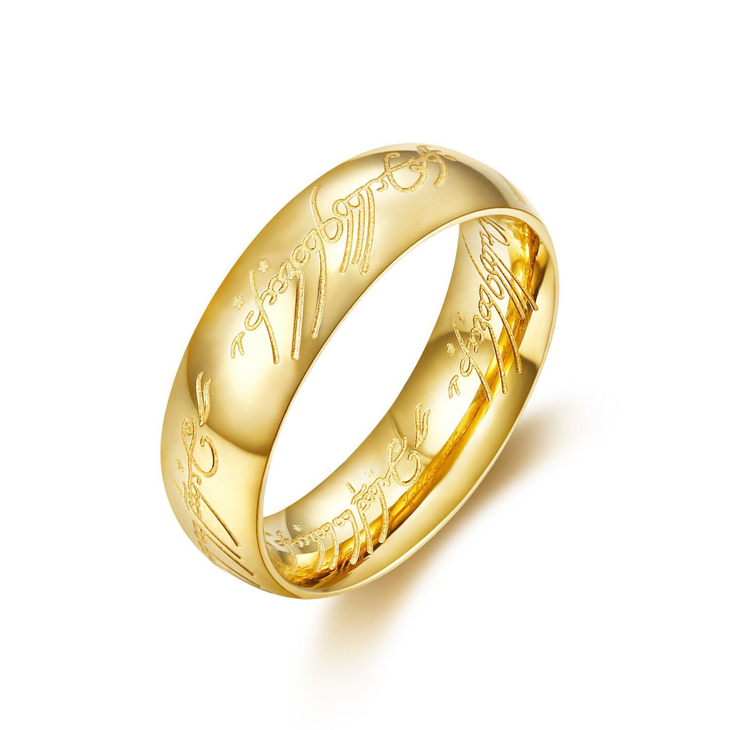 Amazon ebay Hot Jewelry Europe and America Retro Domineering Supreme Lord of the Rings Titanium Steel Men's Golden Lord of the Rings