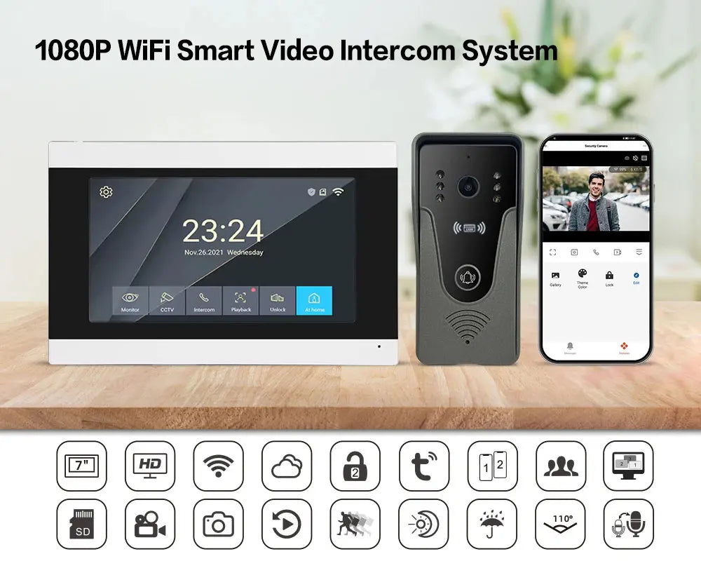 NNEOBA Wireless Smart Video Doorbell with Touch Screen-1
