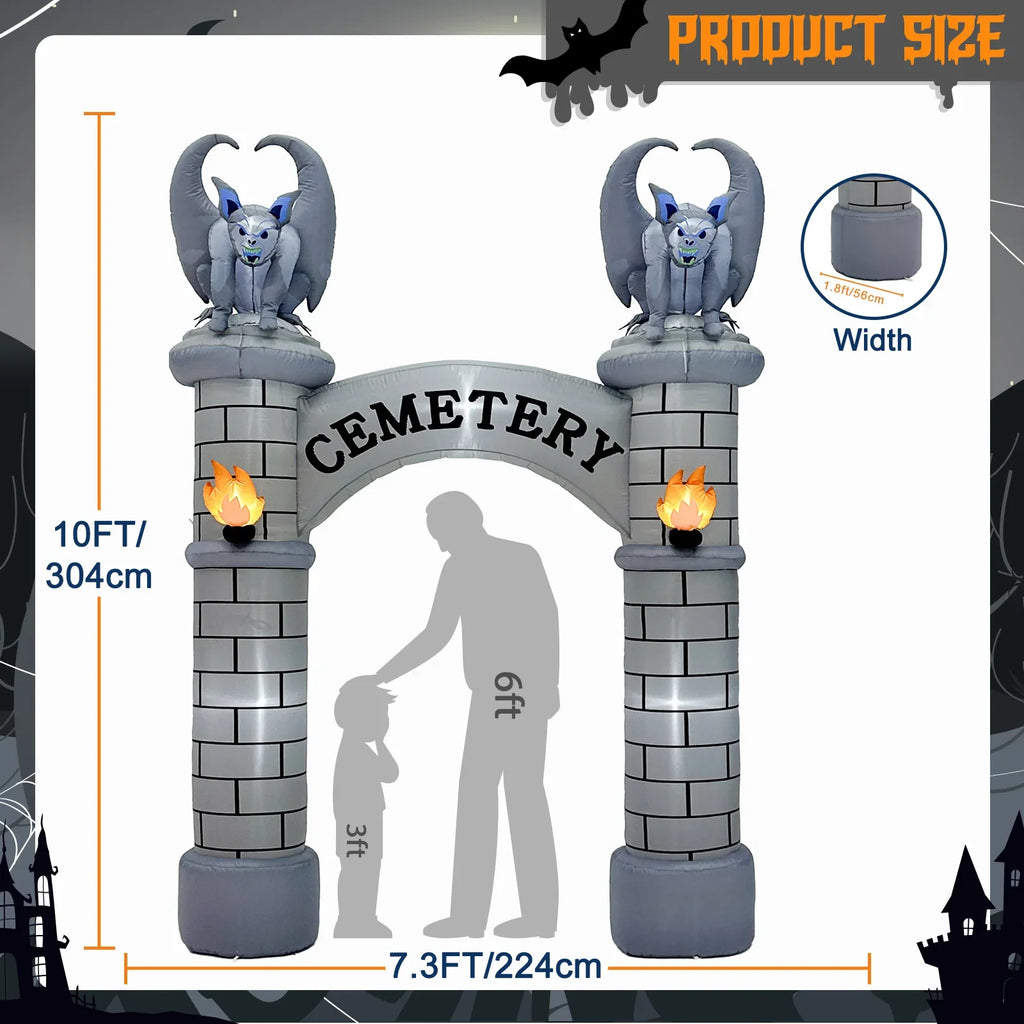 NNEOBA 10FT Halloween Castle Inflatable Archway with LED Lights-1