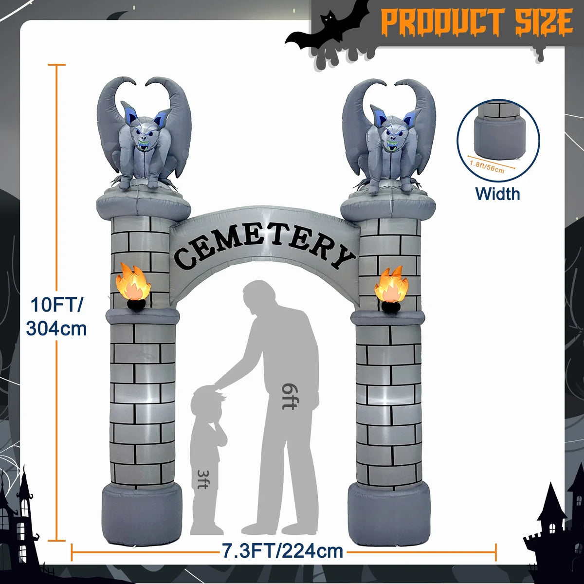 NNEOBA 10FT Halloween Castle Inflatable Archway with LED Lights-1