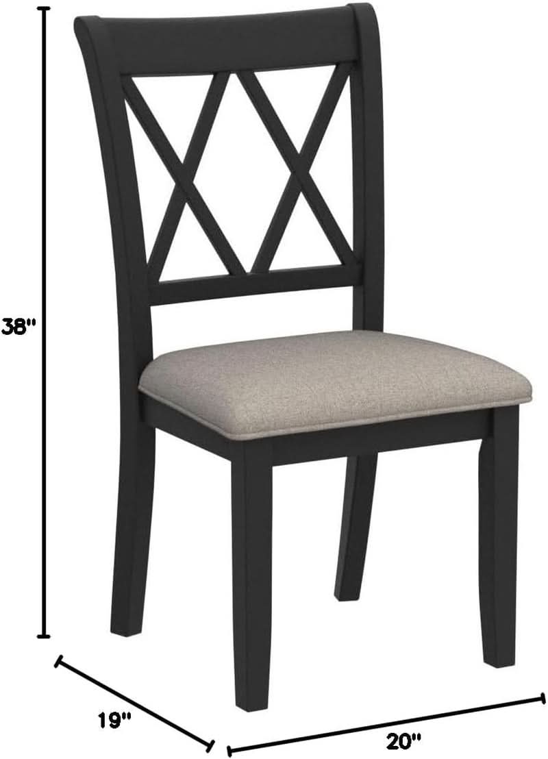 Windvale Black Cross Back Fabric Upholstered Dining Chair Set Of 2-1