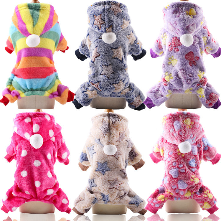 Cross-Border Pet Dog Clothes, Cat Autumn and Winter Four-Legged Cotton Coat, Cartoon Transformation Clothing, Cat Clothing, Dog Clothing Supplies