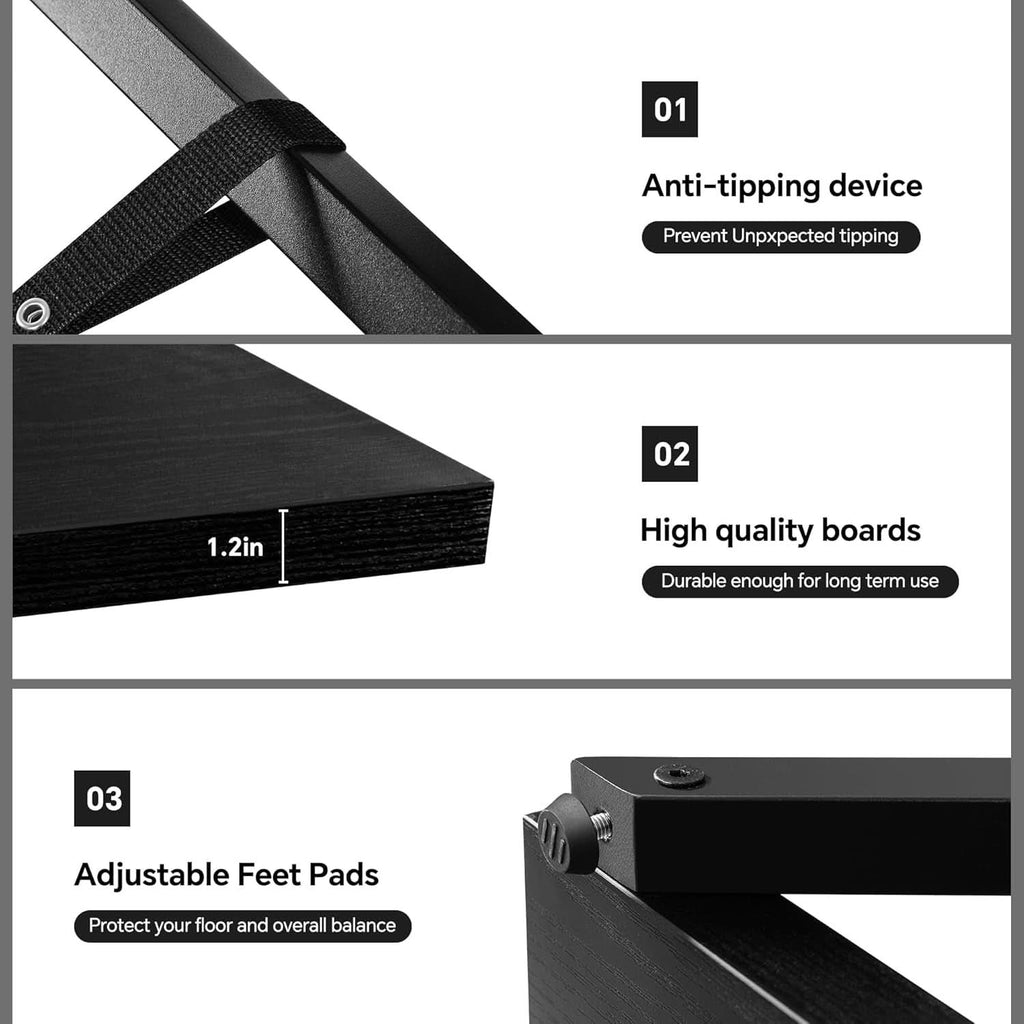 Industrial Book shelf Five Tier Solid Oak Wood Metal-4