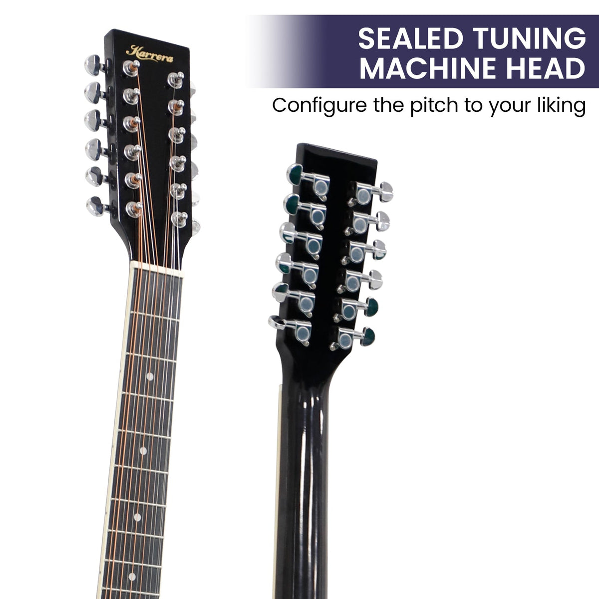 NNEDPE 12-String Acoustic Guitar with EQ - Black-4