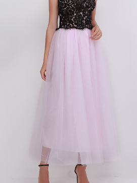 High-Waisted Mesh Midi Skirt for Women