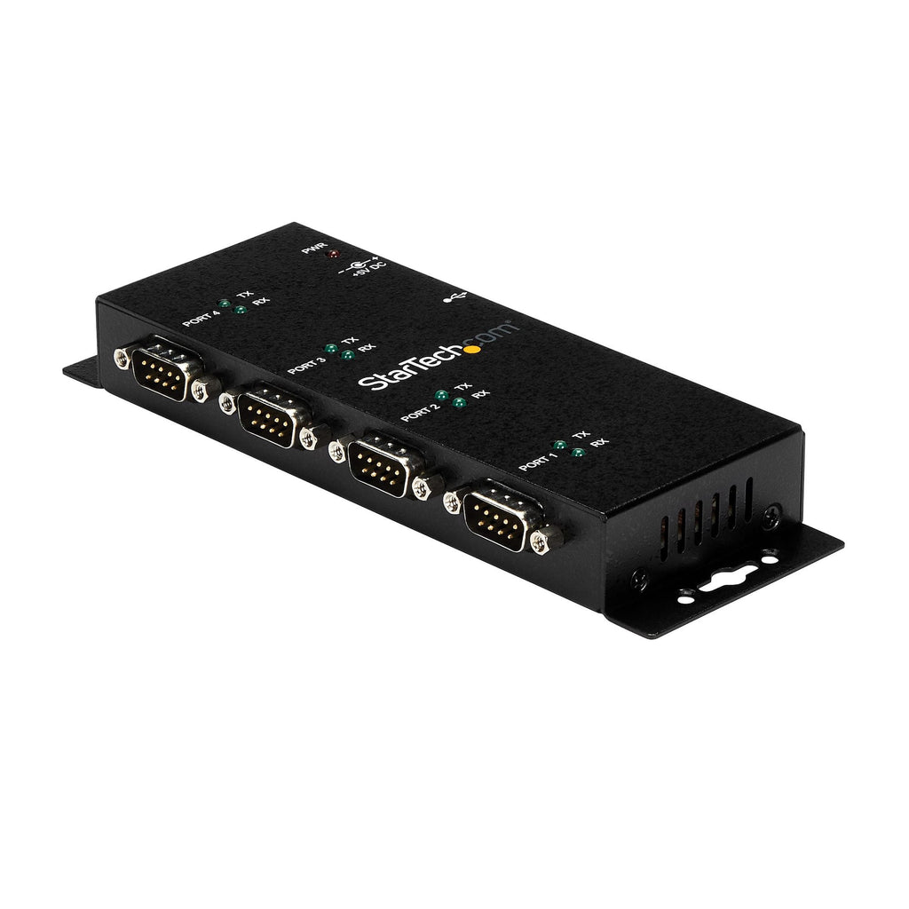 Star Tech 4 Port USB to DB9 RS232 Serial Adapter Hub – Industrial DIN Rail and Wall Mountable