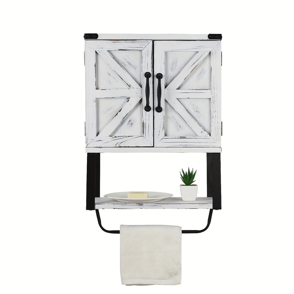 NNETM Wall Bathroom Cabinet with Towel Shelf-0