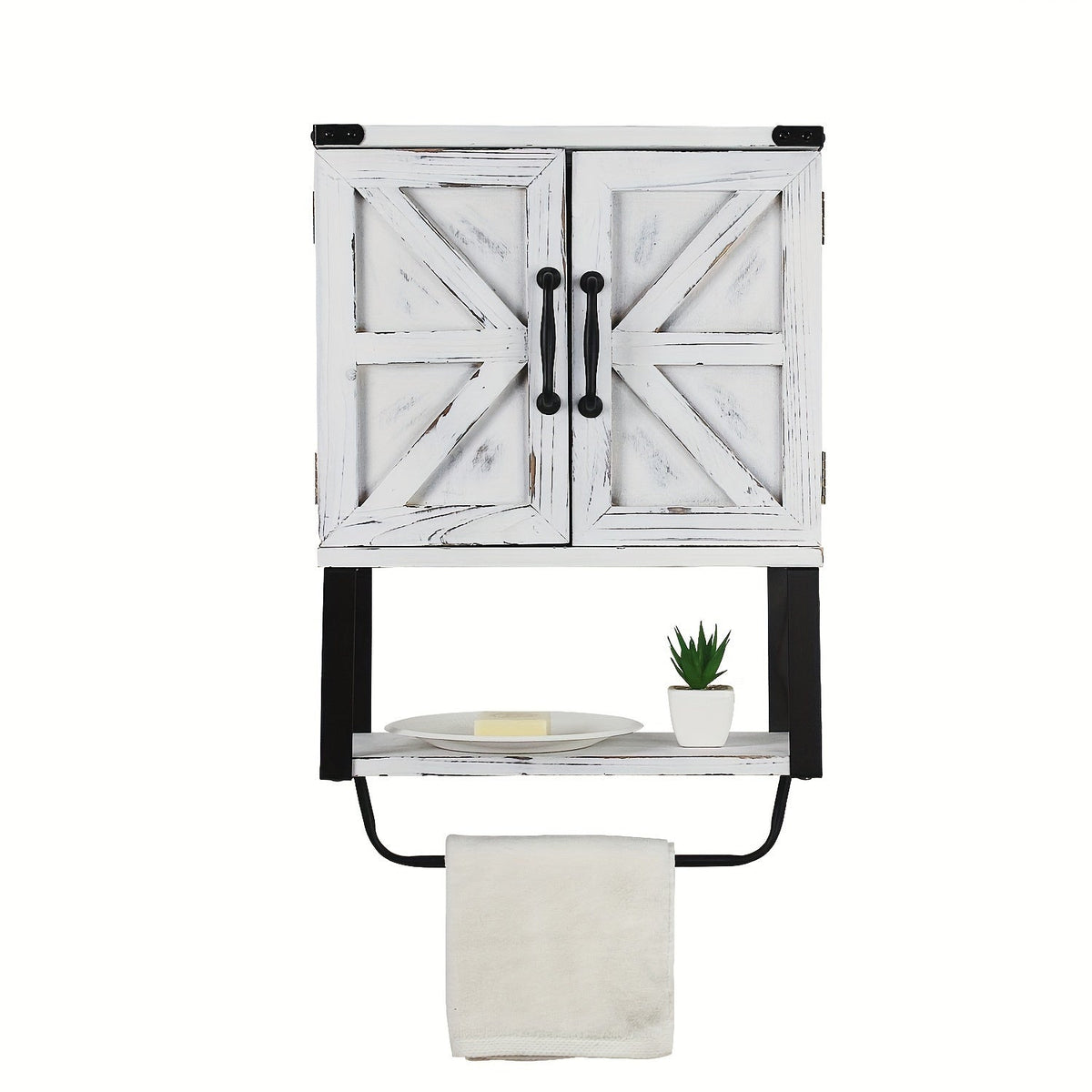 NNETM Wall Bathroom Cabinet with Towel Shelf-0